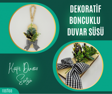 Dekoratif Ahşap Boncuklu Balkon Mutfak Duvar Kapı Süsü